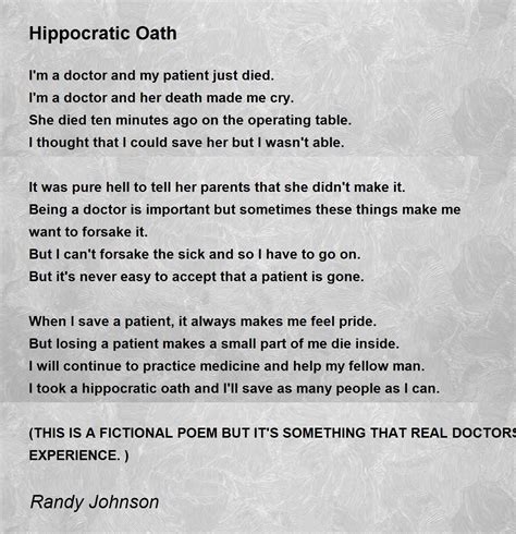 Hippocratic Oath - Hippocratic Oath Poem by Randy Johnson