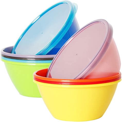 Youngever 22 Ounce Plastic Bowls with Lids, Cereal Bowls, Soup Bowls, Food Storage Containers ...