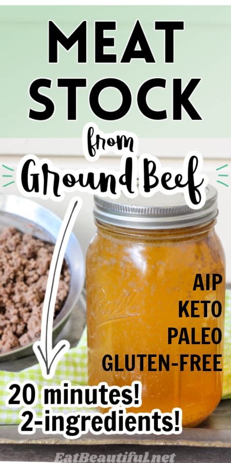 MEAT STOCK Recipe from GROUND BEEF (easy, cheap, fast, stove top or Instant Pot) - Eat Beautiful