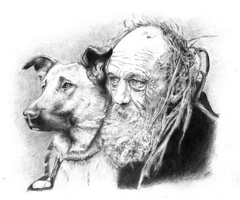 Old man with his dog - DRAWING | Vaticanum.com