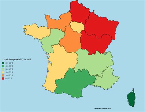 Population growth of French regions, 1975-2020 : r/europe