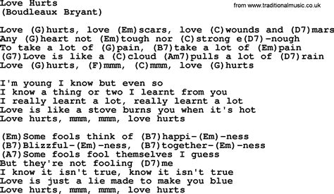 Love Hurts - Bluegrass lyrics with chords