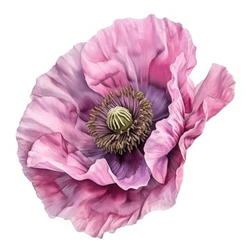 Pink Poppy Flower Watercolor Style For Decorative Element, Flower ...