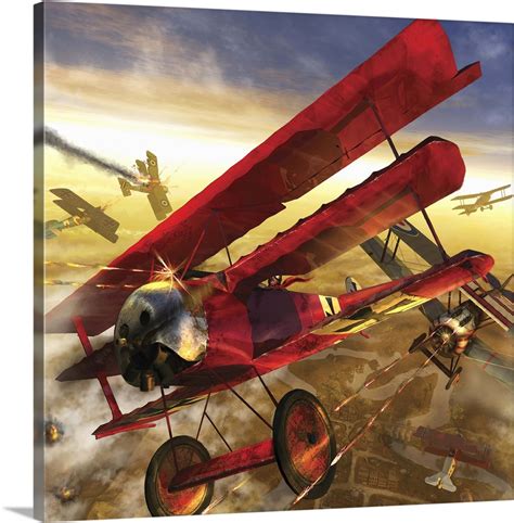 German triple wing bi-plane The Red Baron Wall Art, Canvas Prints ...