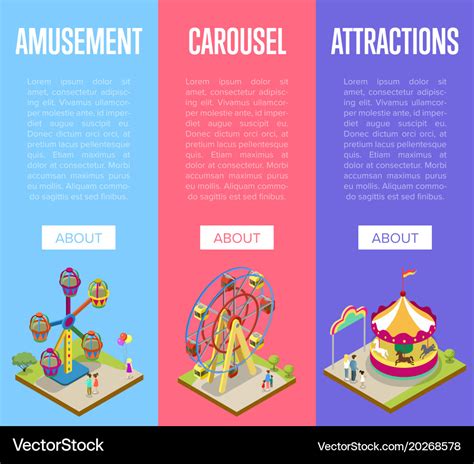 Amusement park isometric vertical flyers Vector Image