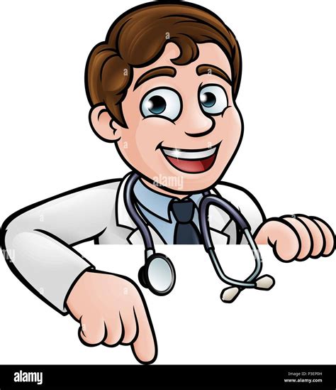 Doctor Cartoon Character Pointing Stock Vector Image & Art - Alamy