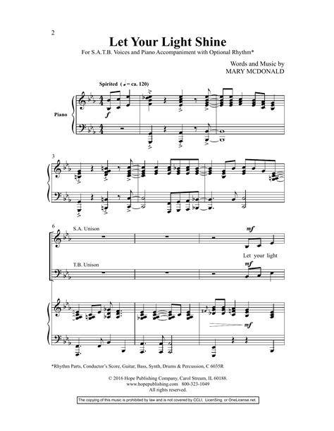 Let Your Light Shine Sheet Music | Mary McDonald | SATB Choir
