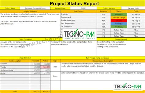 Project Status Report Template Excel | Project Management Templates