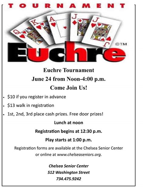 June 24: Euchre tournament at the senior center - Chelsea Update ...