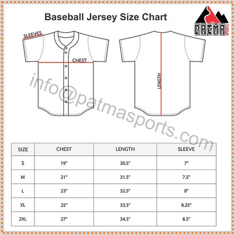 Baseball jersey Size Chart | Jersey design, Size chart, Sport shirt design