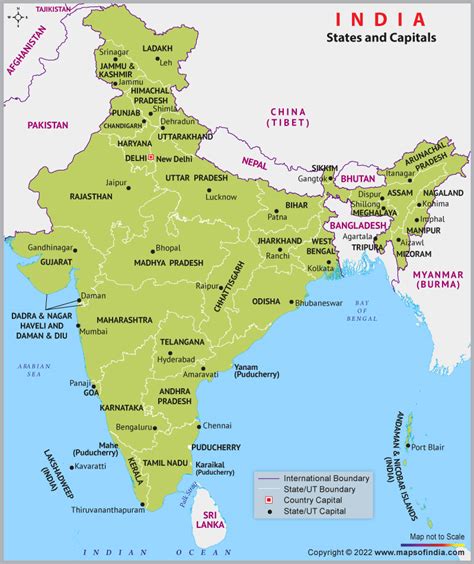 States and Capitals of India Map, List of Total 28 States and Capitals ...