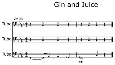 Gin and Juice - Sheet music for Tuba