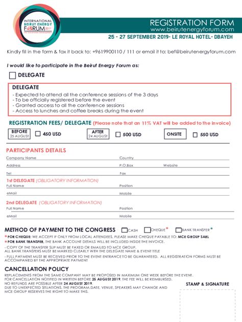 Fillable Online REGISTRATION ibef FORM 2019 Fax Email Print - pdfFiller