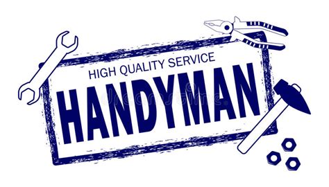 Professional Handyman Services Logo. Stamp Handyman in Blue. Set of ...