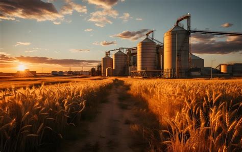 Premium AI Image | Farm industrial landscape with silos