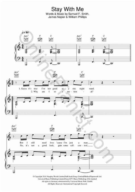 Stay With Me Piano Sheet Music | OnlinePianist