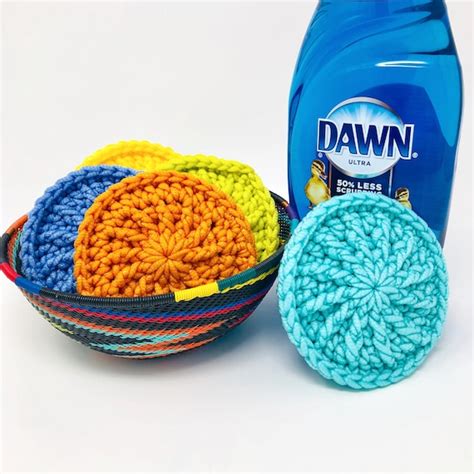 Sunburst Dish Scrubby Crochet Pattern Kitchen Scrubbies Pan - Etsy