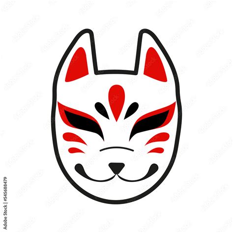 Traditional japanese kitsune mask vector icon illustration isolated on ...