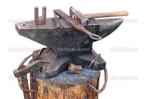 Old anvil with blacksmith tools on the outdoors Stock Photo by ©blinow61 22880356