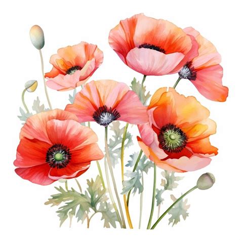 Premium AI Image | Oil poppy flower painting