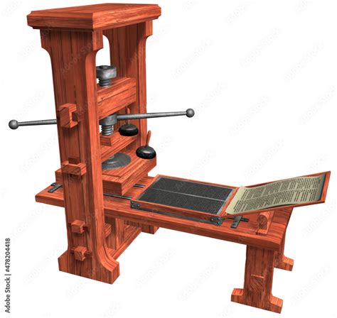 Johannes Gutenberg's Printing Press. 3D Rendering Illustration of a ...