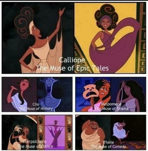 The 5 muses:Calliope Clio Melpomene Terpsichore Thalia | Disney ...