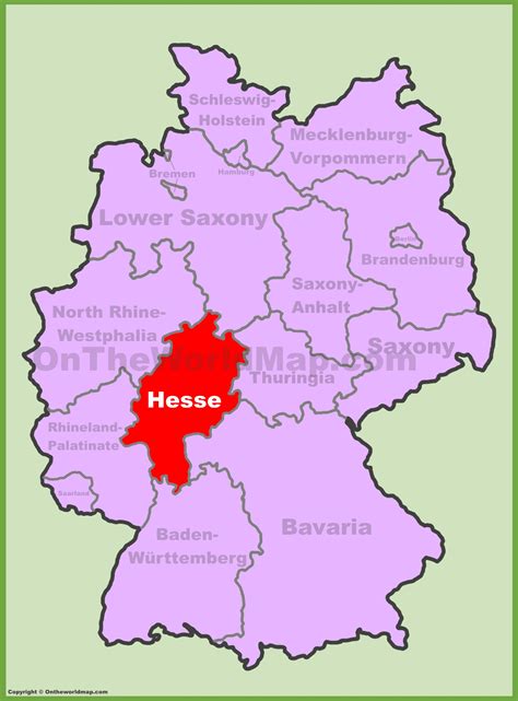 Hesse location on the Germany map - Ontheworldmap.com