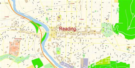 Reading Pennsylvania US Map Vector Exact City Plan detailed Street Map editable Adobe ...