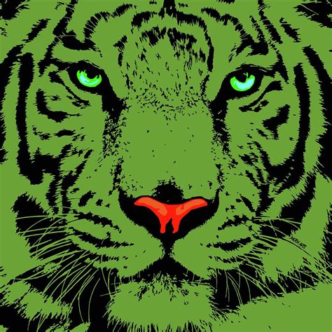 Green Tiger Art Mixed Media by John Mettepenningen