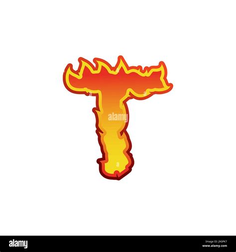 Letter T fire. Flames font lettering. Tattoo alphabet character. fiery sign alphabet Stock ...