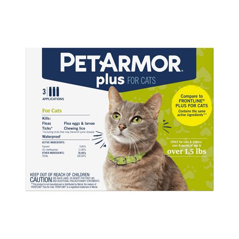 PetArmor Plus Flea & Tick Prevention for Cats (Over 1.5 lbs), 3 Treatments - Walmart.com ...