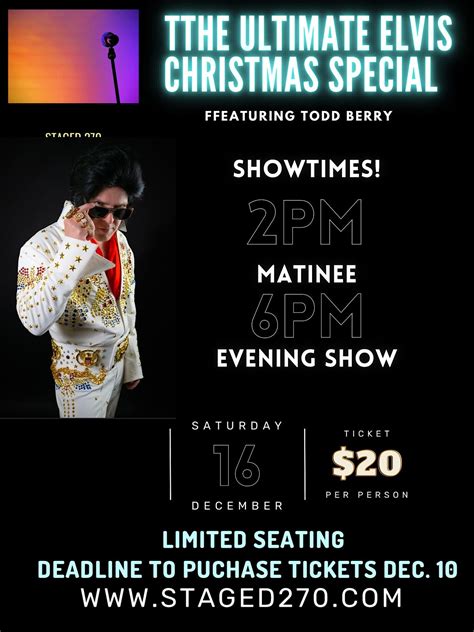 Elvis Christmas Special 2 PM matinee -7PM evening show, 1115 Worthington Woods Blvd, Columbus ...