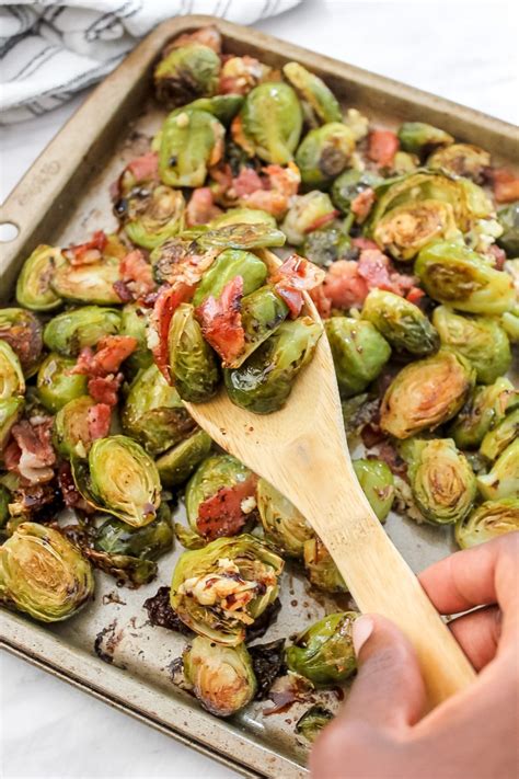 Balsamic Oven Roasted Brussels Sprouts with Bacon - The Seasoned Skillet