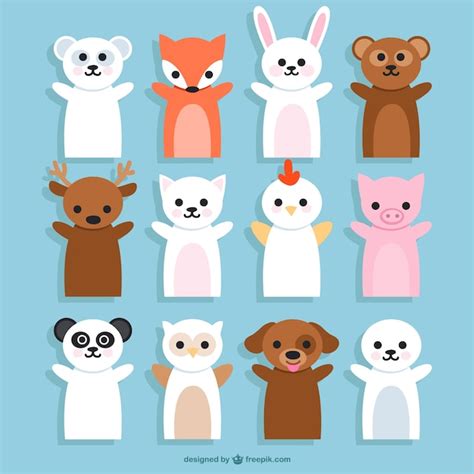 Animals puppets cartoons | Free Vector