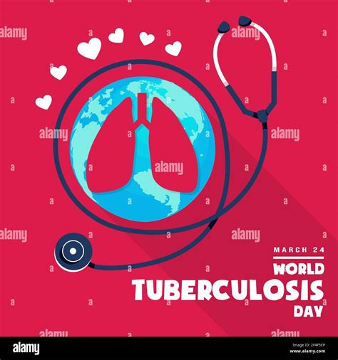 World Tuberculosis Day March 24 poster, Red color lungs banner with ...