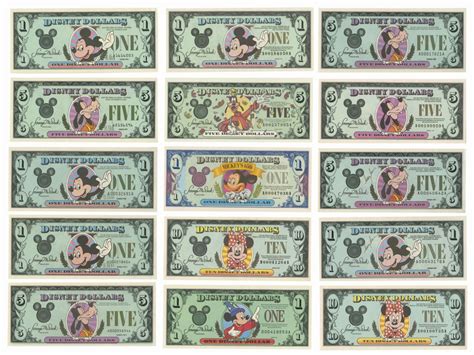 Group of (15) Disney Dollars. - Van Eaton Galleries