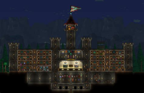 Castle base for my archer play-through. Made with Chad's Furniture Mod : r/Terraria