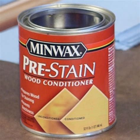 Red can of Minwax pre-stain wood conditioner. Stain Wood, Wood Stain Colors, Gel Stain, Oil ...