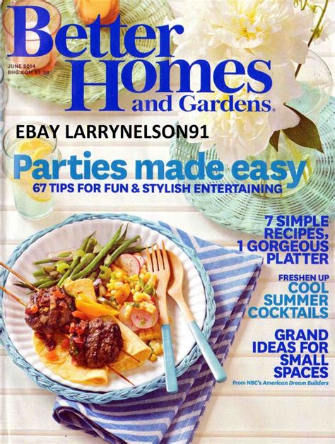 BETTER HOMES GARDENS JUNE 2014 PARTIES MADE EASY TIPS FOR FUN RECIPES ...