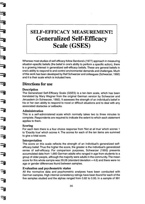 (PDF) Generalized Self-Efficacy Scale