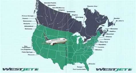 WestJet Airlines October 31, 2004 Destination Map