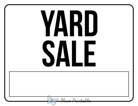 Printable Black and White Yard Sale Sign