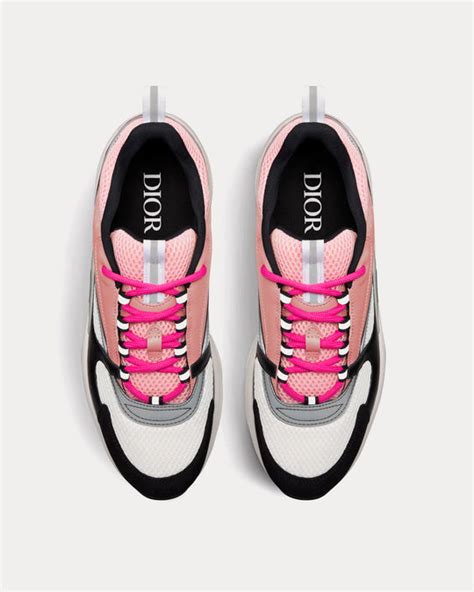 Dior B22 Pink and White Technical Mesh with Pink and Black Calfskin Low Top Sneakers - Sneak in ...