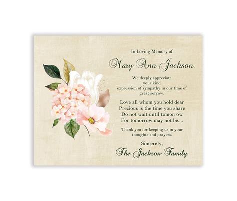 Funeral Thank You and Bereavement Notes Personalized Sympathy ...