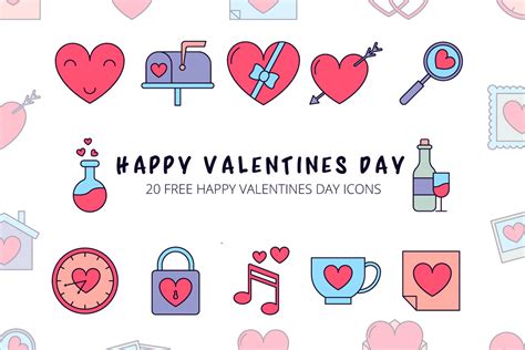 Happy Valentines Day Vector Icon Set - Free Download