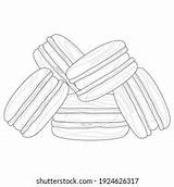 Macarons Sweetscoloring Book Antistress Children Adults Stock Vector  sketch template