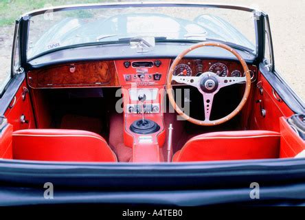 Interior of an Austin Healey 3000 mk3 Classic sports car with sprung ...