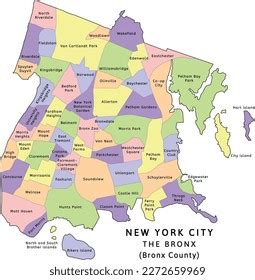 Bronx Bronx County Neighborhoods Map New Stock Vector (Royalty Free) 2272659969 | Shutterstock