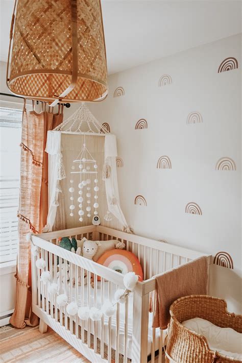 Boho rainbow baby nursery | Baby girl nursery room, Baby room design, Boho baby room