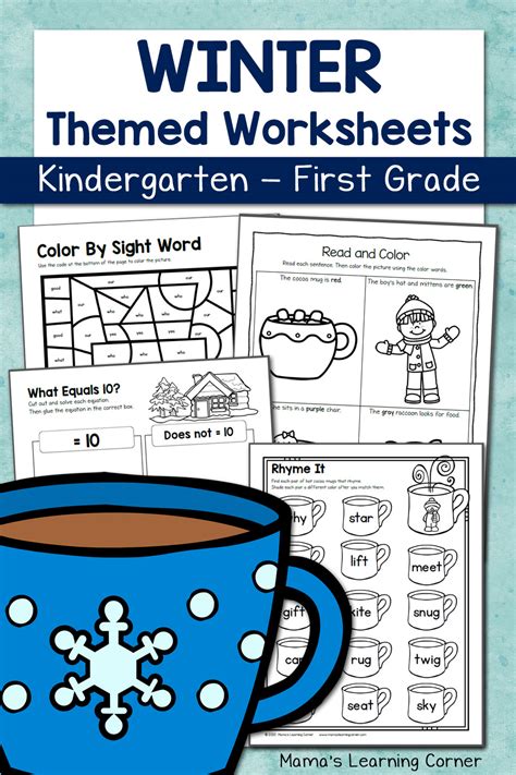 Winter Worksheets for Kindergarten and First Grade - Mamas Learning Corner